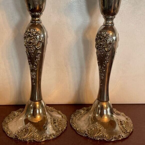 GODINGER vintage silver plate candlesticks pair - Picture 7 of 9